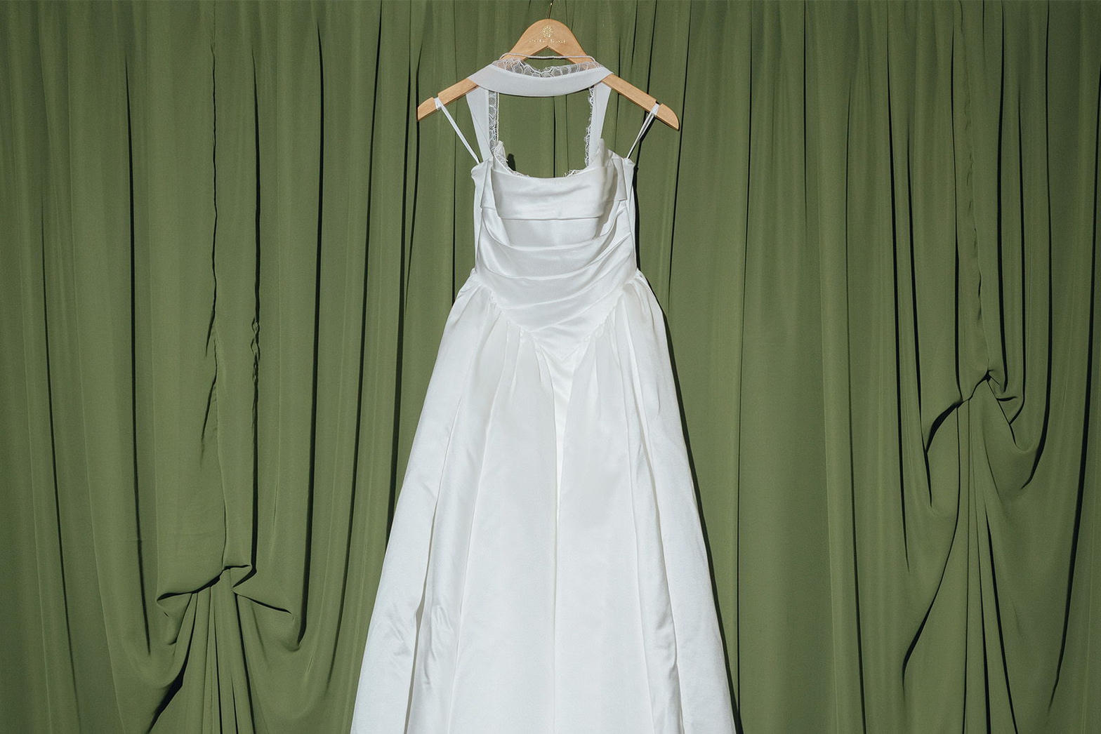 Wedding gown on a hanger
